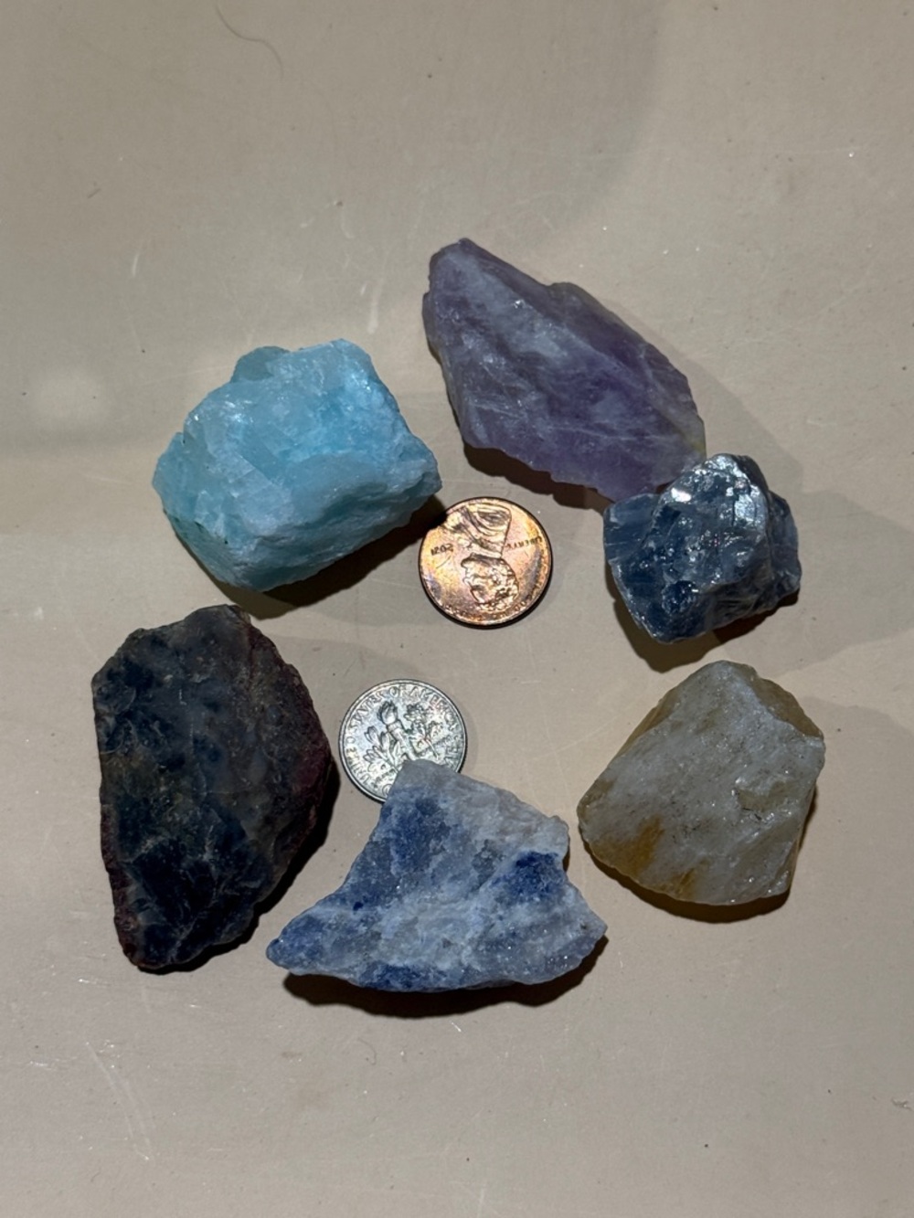 6 Natural Mixed Crystal Rough Stones - Multicolor Home Accent 5.6 oz - Picture 2 of 4